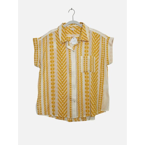 En Crème Annika Embroidered Button Shirt in Cream Yellow - Sz L - NWT - Picture 2 of 7